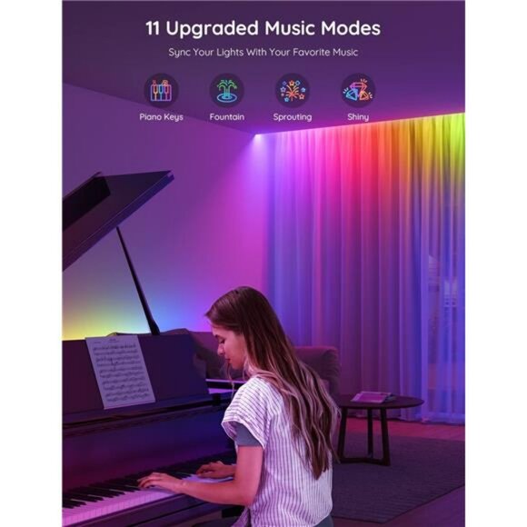 RGBIC LED Strip Lights 16ft Color Changing Bluetooth Smart Light for Bedroom - Picture 4 of 7
